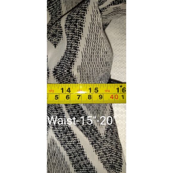 AB Studio Black & White Dress Womens Sz XL Belted Asymmetrical Bottom Chevron - Picture 16 of 16